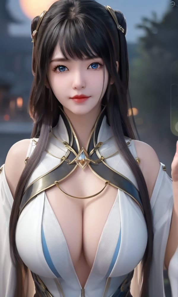 <lora:521-DA-诛仙CG-碧瑶:0.8>(,1girl, ,best quality, ),looking at viewer,masterpiece, (( , )),, realistic,science fiction,mole, ultra realistic 8k cg, full moon, (cleavage), (),