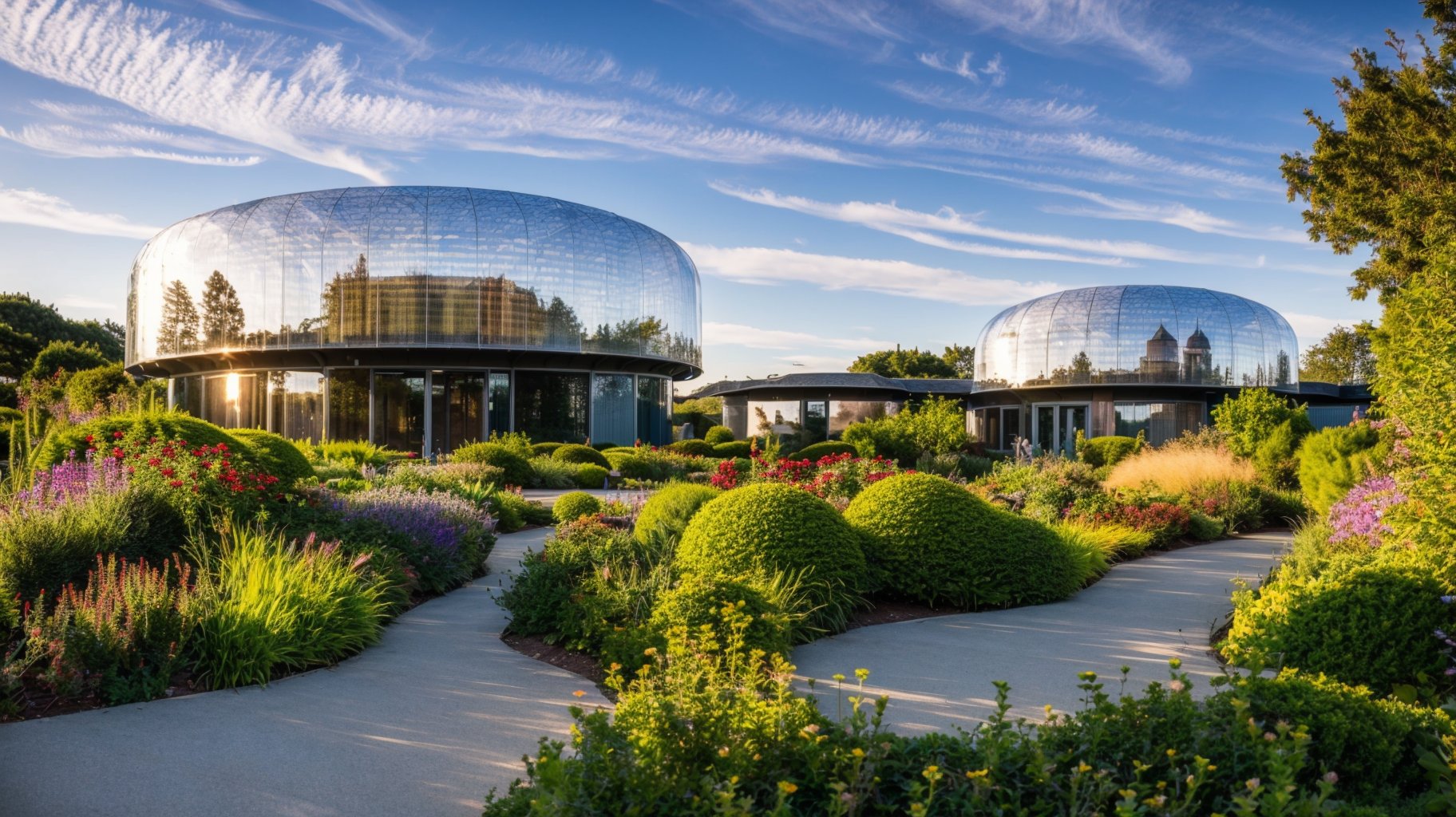 Ornamental Grass, Landscape Design,Beautiful natural scenery, pieces of bamboo forest, swaying, the beauty of bamboo, detailed,((Best quality)),((Best quality)),((realistic)),((exterior view)),photo realistic,(masterpiece),orante,super detailed,intricate,photo like image quality, ((a steel structure translucent tensioned membrane ceiling:1.3)),((( with a round glass buildings:1.5)), part of the house surrounded visible through the branches by landscape plants, trees, flowers, shrubs, masterpiece, and, best quality, no humbs, outdoors, scenery, tree,flowers, road, grass, nature, garden, guilin muggle, ((Best quality)),((Best quality)),((realistic)),((exterior view)),photo realistic,(masterpiece),orante,super detailed,intricate,photo like image quality, ((Best quality)),((Best quality)),((realistic)),((exterior view)),photo realistic,(masterpiece),orante,super detailed,intricate,photo like image quality