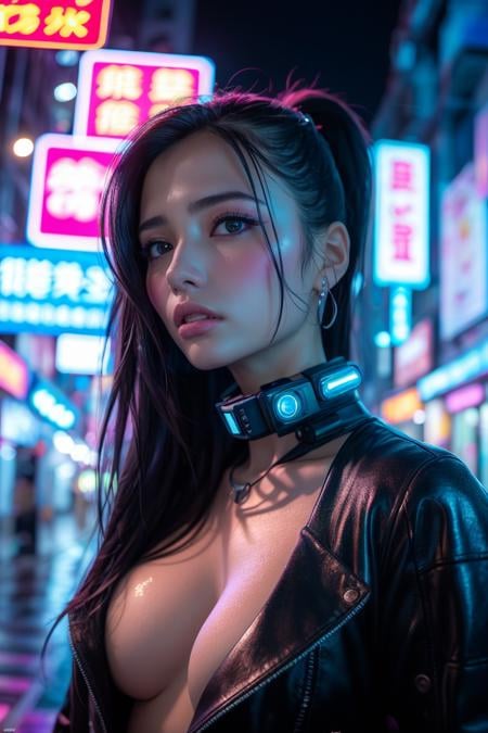 Cyberpunk,1girl,solo,long hair,blurry,neon lights,looking at viewer,(cyberpunk:1.4),black hair,blurry background,upper body,depth of field,science fiction,jacket,outdoors,black eyes,1girl,best quality,masterpiece,illustration,an extremely delicate and beautiful,CG,unity,8k wallpaper,(((realistic))),Amazing,finely detail,masterpiece,official art,extremely detailed CG unity 8k wallpaper,incredibly absurdres,huge filesize,ultra-detailed,highres,extremely detailed,beautiful detailed girl,<lora:Cyberpunk_20240131072835:0.8>,