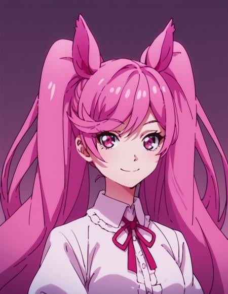 score_9, score_8_up, score_7_up, score_6_up, score_5_up, score_4_up, source_anime, , Ilvia, twintails, very long hair, pink hair, pink eyes,   soft smile, portrait