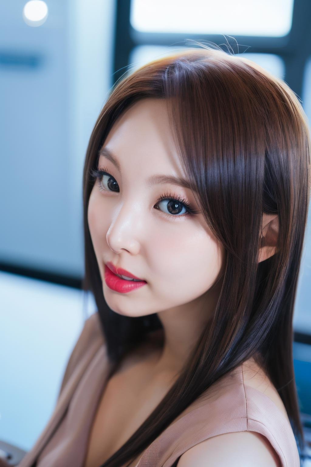 <lora:Nayeon_BRA:1>, a picture of Nayeon, office worker, office, suit, indoor, looking at viewer, (detailed lighting, extremely detailed skin, extremely detailed hair, shadows, 8k), masterpiece, top quality, best quality, highres, ultra-high res, ultra-detailed