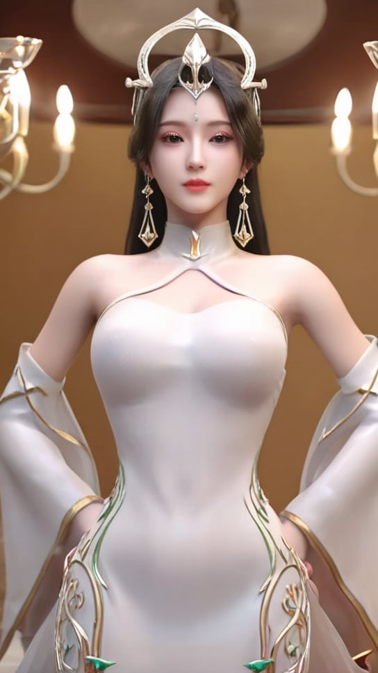 (1girl),smooth chin,masterpiece,detailed face,((hair ornament focus)),top quality,4k,make up,best quality,medium breasts,(looking at viewer),<lora:柳神XL_v1.0:0.8>,full body,legs,dress,