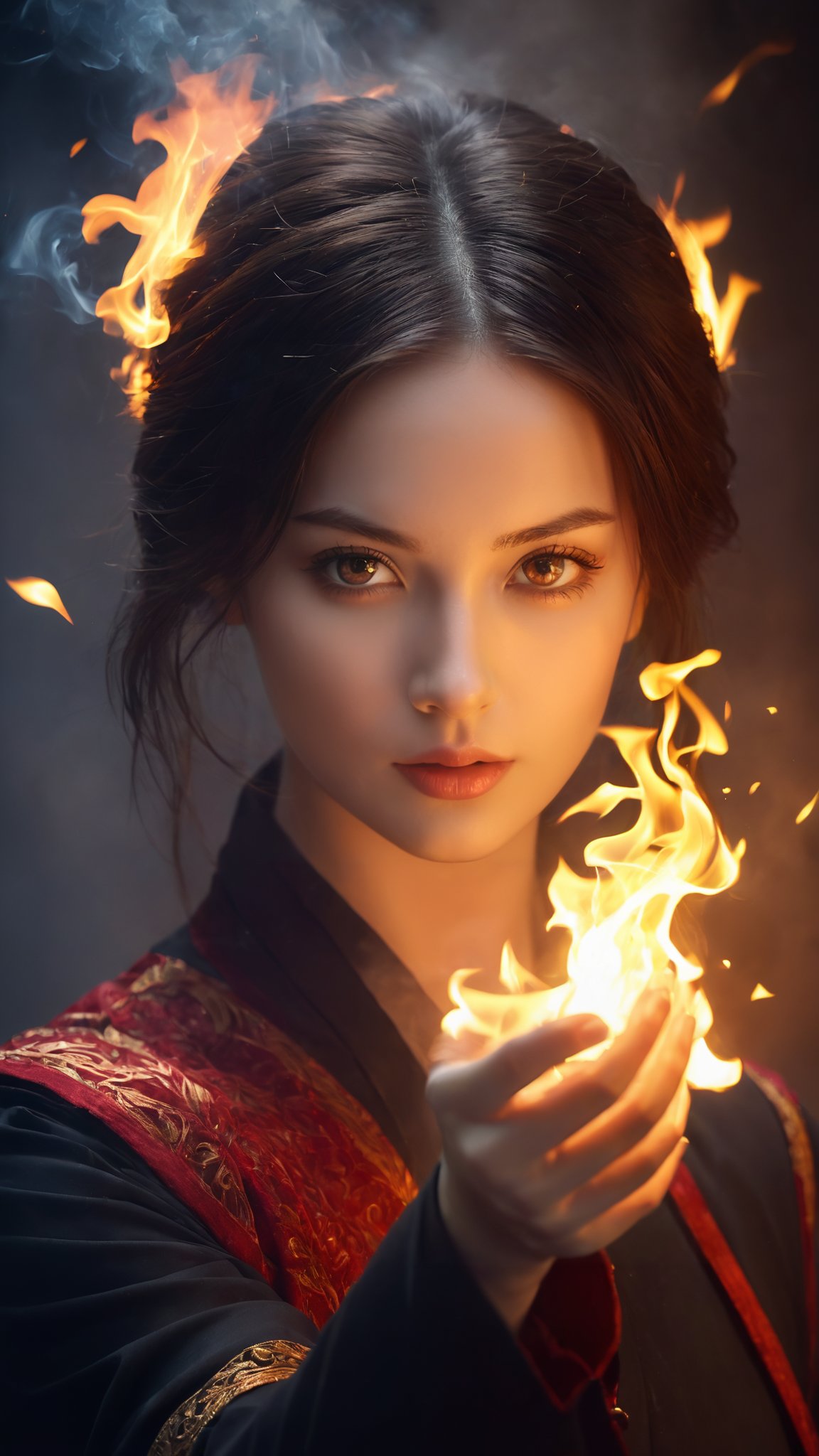1 Girl, Raging Fire, Fire Magic, Fire Control, Magicism, Shocking Images, Fantasy, Magician