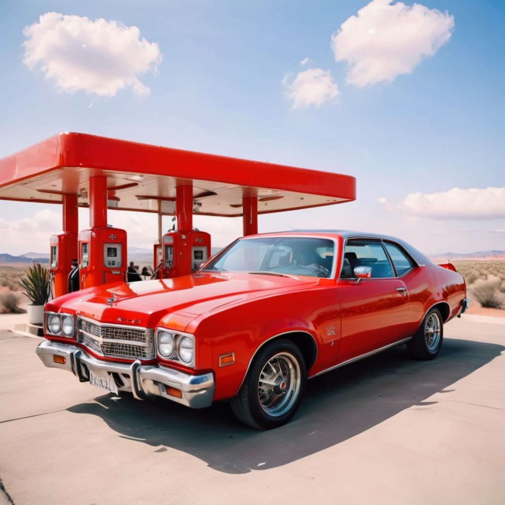 aw0k euphoric style, a car in a gas station   <lora:redstyle-000009:0.8>