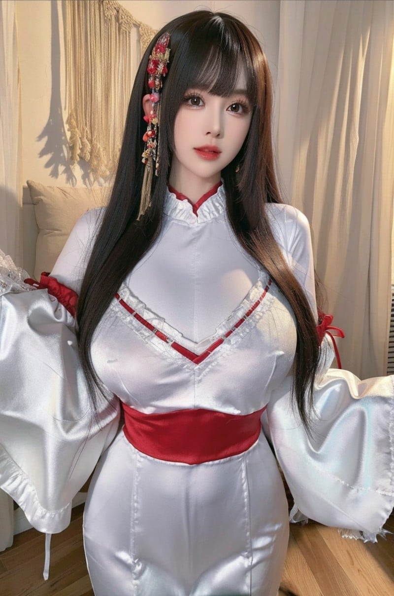 (masterpiece, best quality:1.4),finely detailed,1 girl,solo,standing,(large breasts:1.4),beautiful,Fleshy,HD resolution,rich details,rich colors,piaoliang,rich detailsrich colors,movie light,movie lens,movie special effects,extremely detailed details,rendering,HD,UHD,8K,wallpaper,<lora:性感和服旗袍制服+美女-000006:0.75>,detached sleeves,gloves,hair ornament,japanese clothes,killer,pelvic curtain,wide sleeves,(cowboy_shot:1.2),<lora:killer Clothing Increase and decrease服装增减器v2-01:-1>,