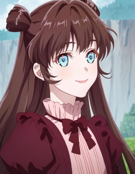 score_9, score_8_up, score_7_up, score_6_up, score_5_up, score_4_up, source_anime,  Dia_Undercover, blue eyes, brown hair, very long hair, , portrait, smile