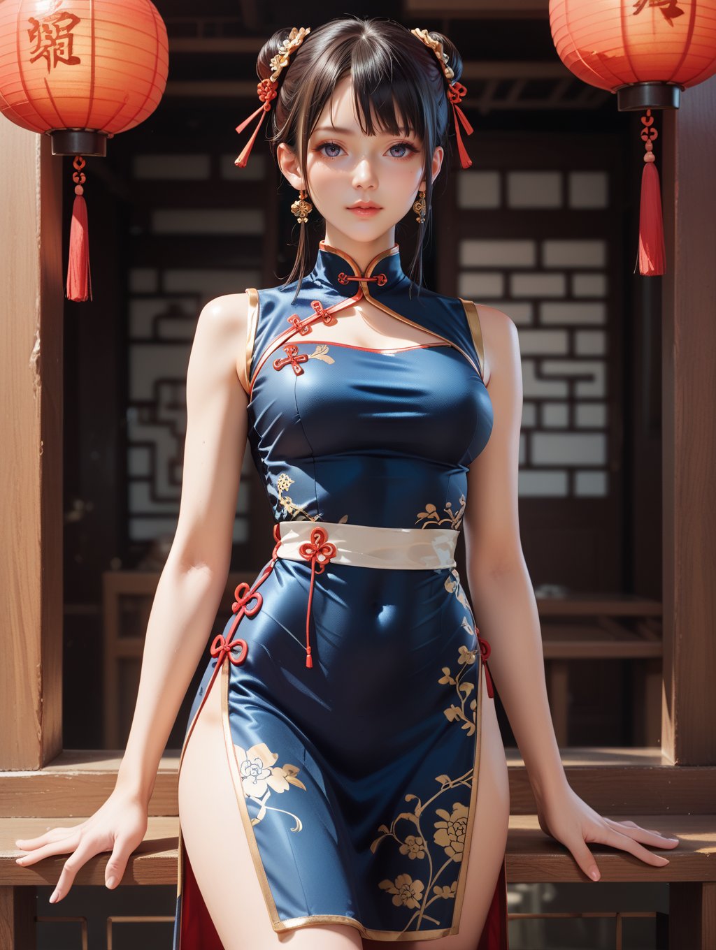 score_9, score_8_up, score_7_up,cowboy shot, 1girl, chinese dress, 