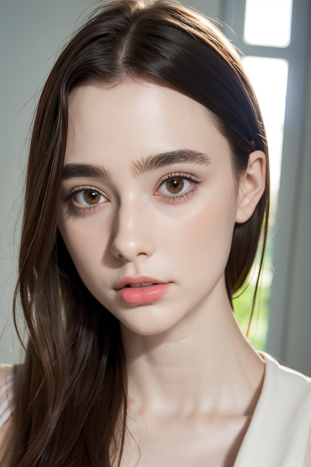 <lora:InsgirlTara_v10:0.8>, 1girl, wearing clothes, cute, realistic, portrait, solo, looking_at_viewer, lips, brown_eyes, pale skin, realistic humid skin, extremely detailed face, extremely detailed eyes, v-shaped slim face