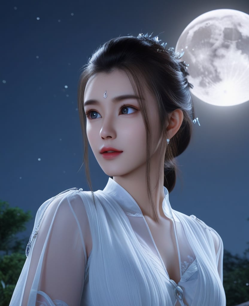 <lora:612-DA-XL-少年白马醉春风-玥瑶:0.8>(,1girl, ,best quality, ),looking at viewer,masterpiece, (( , )),, realistic,science fiction,mole, ultra realistic 8k cg, moonlight,full moon,