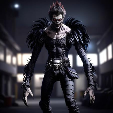 Ryuk1024, a demon, full body, highly detailed, photography, ultra sharp, film, bokeh, professional, 64k  <lora:add-detail-xl:1.5> <lora:Ryuk1024:0.8>