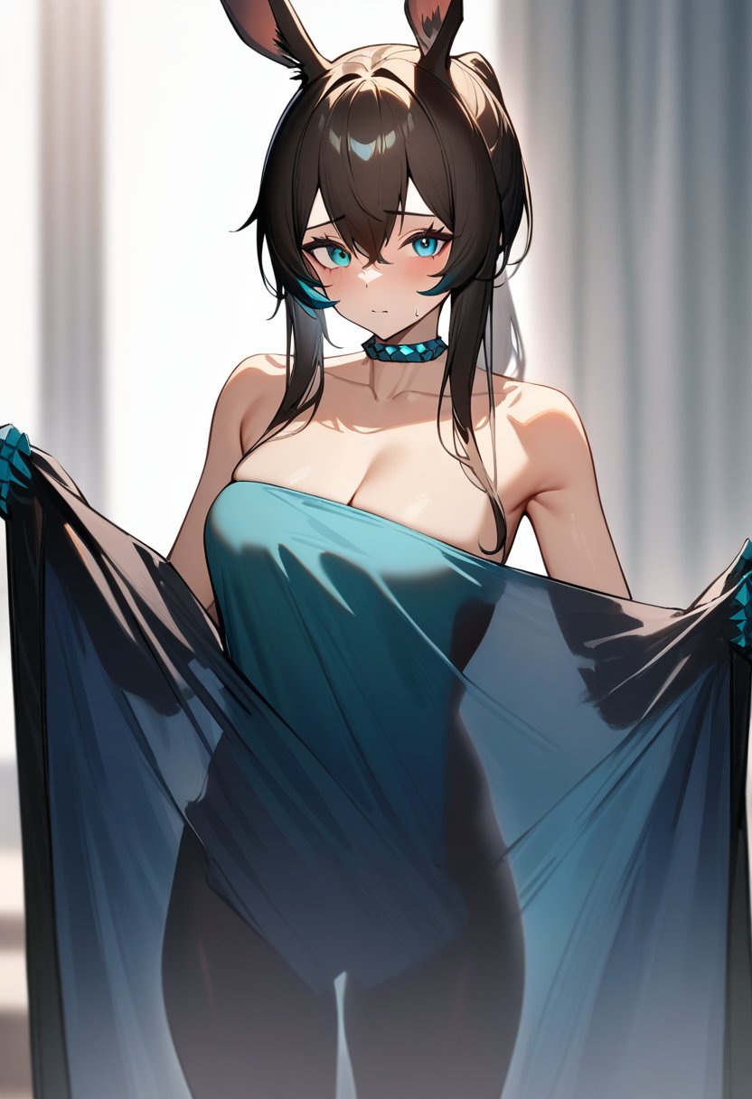 masterpiece,best quality,very aesthetic,absurdres,<lora:towl_see:1>,see-through_silhouette，amiya \(arknights\), arknights,,holding_towel,