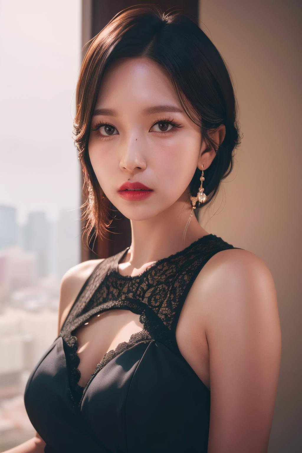 <lora:Twice Mina:1>, Mina, 1girl, solo, realistic, looking at viewer, photograph, photorealistic, beautiful and aesthetic, extremely detailed skin, extremely detailed hair, shadows, masterpiece, top quality, best quality, highres, ultra-high res, ultra-detailed, detailed lighting, high key lighting, vignetting,