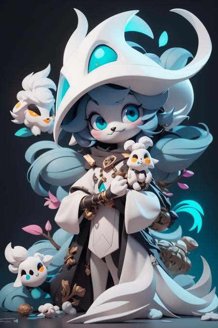 3dmm style,original-art, inked, lineart, masterpiece, best quality, 1girl, kindred, lamb, white fur, white skin, black mask, blue eyes,, masterpiece, best quality,