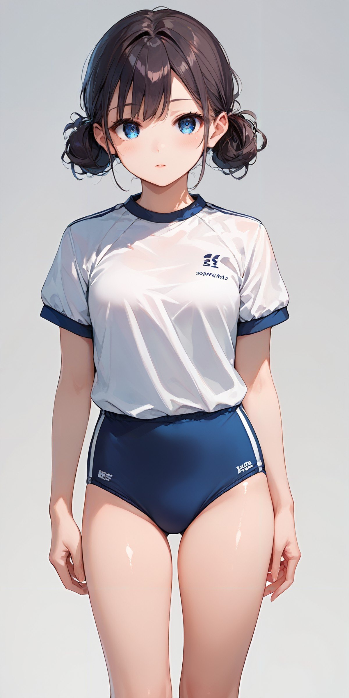 score_9, score_8_up, score_7_up,source_anime, high res image,masterpiece,best quality,girl,cute face,clear skin,shiny hair,ultra detailed eyes,simple background,<lora:test_Pony_V2.0:1>gym uniform,blue buruma