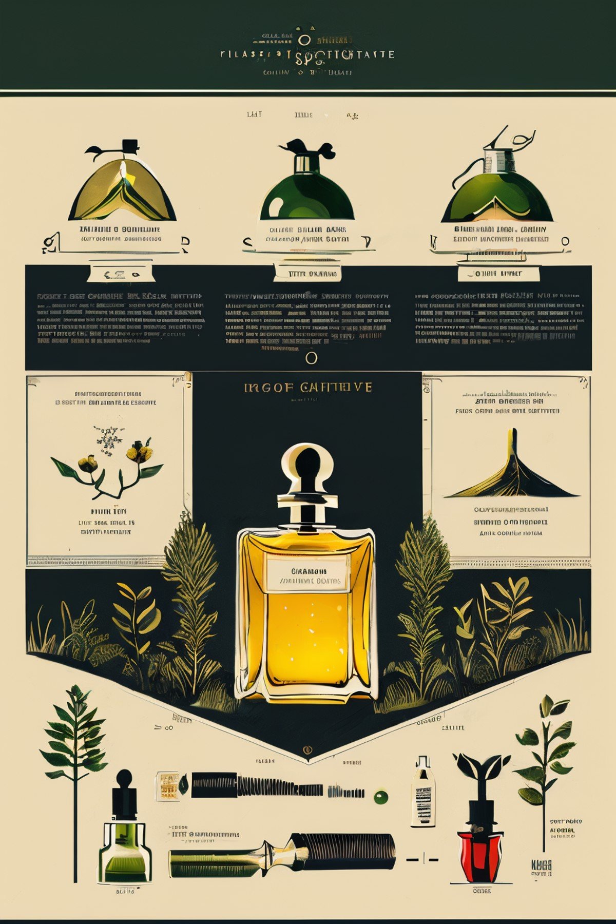 masterpiece,best quality,<lora:tbh245-:0.7>,illustration,style of Infographic A bottle of perfume in garden