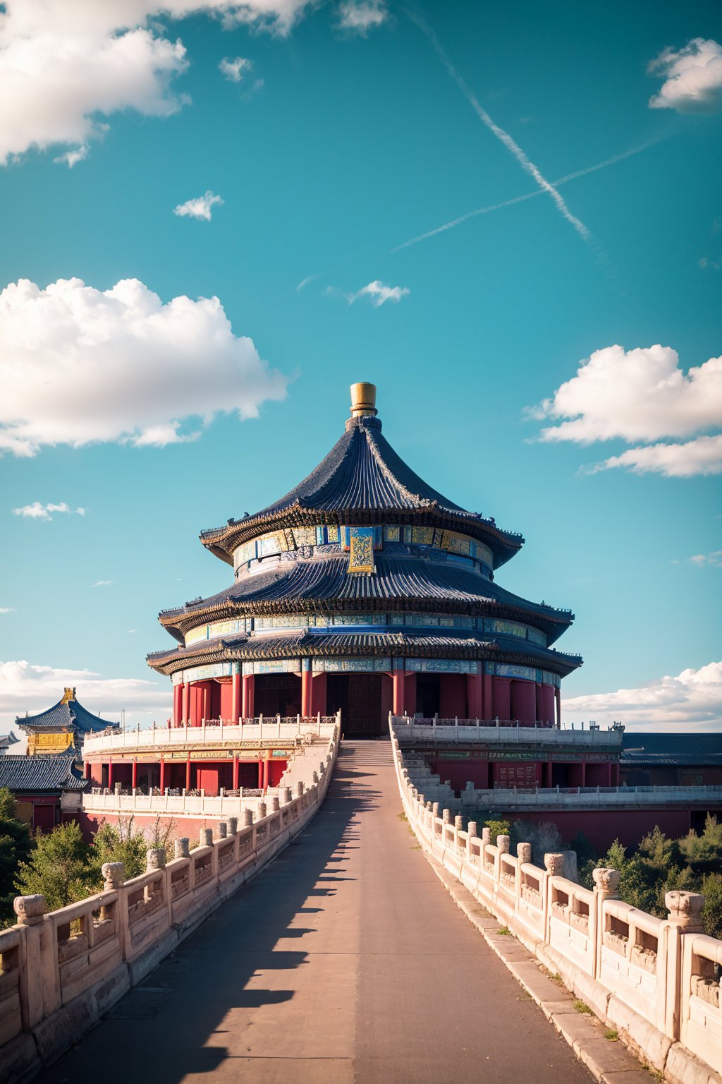 <lora:故宫 (5):0.8>,gugong,sky,cloud,sky,blue sky,scenery,East Asian architecture,architecture,Forbidden City,road,8K,photography Wilight W resolution,<lora:shou-v50:0.5>,