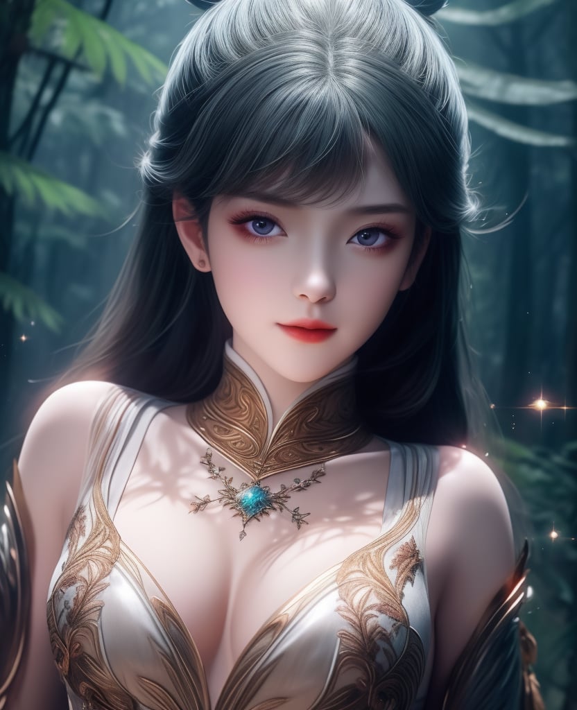 <lora:斗罗大陆-唐舞桐-海神缘:0.8> (,1girl, ,best quality, ),looking at viewer,  ,ultra detailed background,ultra detailed background,ultra realistic 8k cg,(masterpiece:1.2),(best quality:1.2),(ultra detailed:1.2),(official art:1.3),(beauty and aesthetics:0.8),detailed,(intricate:0.8),(highly detailed),(solo),delicate countenance,1girl,fancy,(glassy texture:1.2),(crush:1.2),8k,accessory,tattoo,(transparent:1.1),gown,energy encirclement,instant,in the twinkling of an eye,upper body,woman in a mythical forest, masterpiece, perfect face, intricate details, horror theme, raw photo, photo unp(cleavage),,