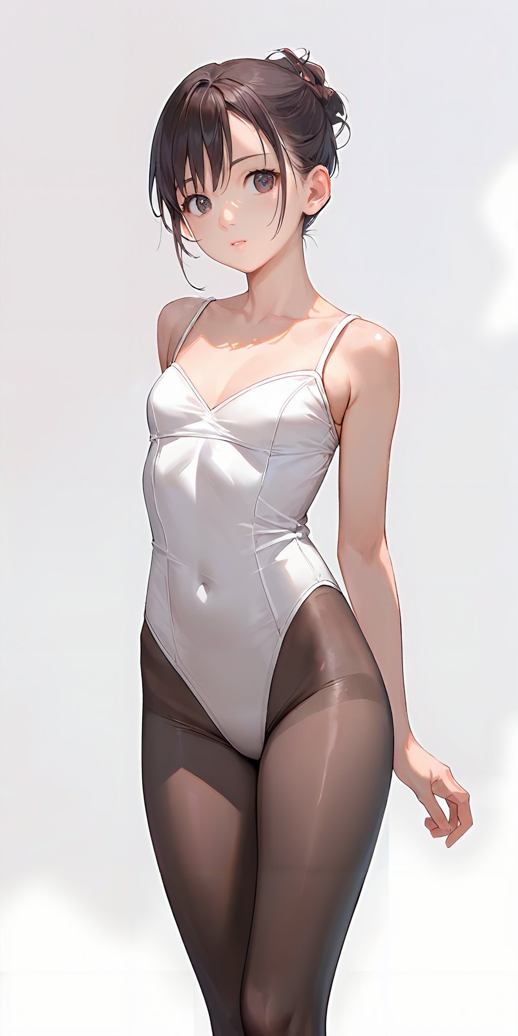 score_9, score_8_up, score_7_up,source_anime, high res image,masterpiece,best quality,girl,cowboy shot,cute face,simple background, <lora:ballet_Pony_V1.0:0.7> jyojifuku,ballet, leotard,black pantyhose