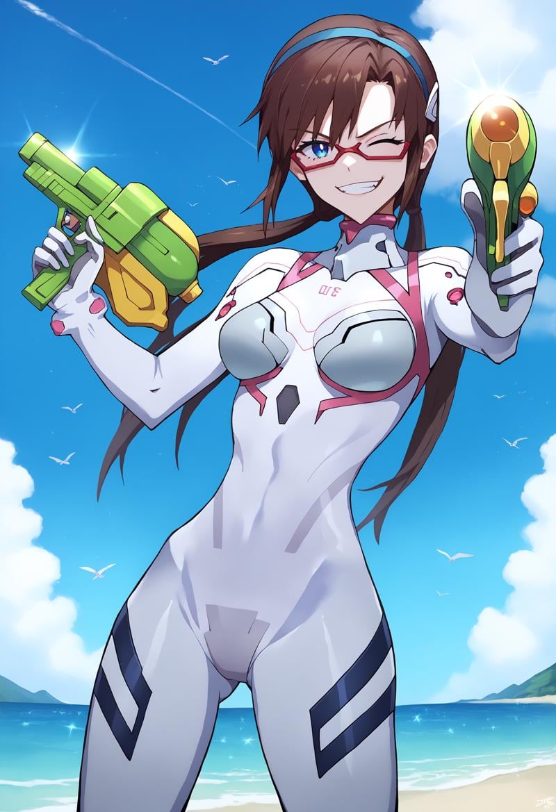 score_9, score_8_up, score_7_up,  <lora:Degen_Watergun_Fight_v3:.9>,ocean, sky, cloud, cowboy shot, <lora:Degen_Mari_White_v1:.95> mari-white, white plugsuit, numbered, holding [watergun:supersoaker:.25], super soaker:1.2, green and yellow watergun, hairband, semi-rimless eyewear, waterstream, aiming at you, smug, wink, spray, waterstream,