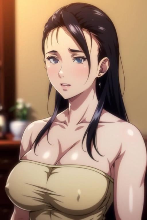 <lora:daojudian-10:0.8>((extremely realistic shading, masterpiece, extremely detailed, photorealistic))Black long hair,big boobs,Mature women,bare_shoulders, sleevelet