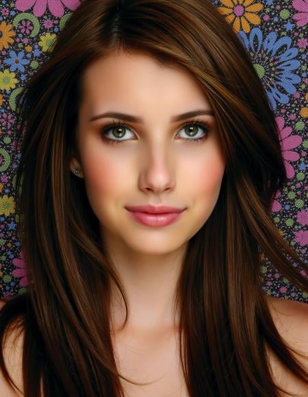 (in center of photo(face of a young woman(long brown hair)))(background is outer space)(style of  jackson  pollock)    <lora:Emma_Roberts_v2:1>