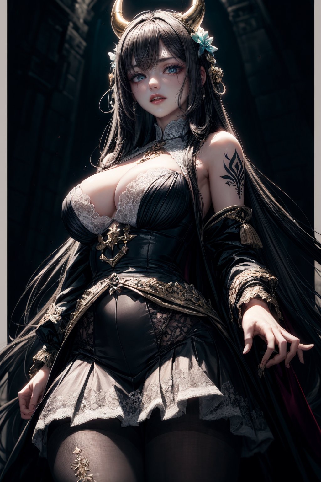 ((Masterpiece,  Top Quality,  High Resolution))),  8k,  Breaking. cruel,  cosmic fallen demon,  cruel,  evil,  detailed eyes:1.3,  Breaking,  detailed face:1.3,  accessories,  (full body tribal tattoos),  ((super detailed Han outfit in white lace skirt)),  ((upskirt)),  ((cute pantyhose figure)) detailed princess outfit,  D-cup cleavage,  Breaking,  bioluminescence,  creepy,  Re, .HELL SENT,  very bright color,  light particles:1.2,  with shining light,  Mshiff,  wallpaper art,  UHD wallpaper,  cowboy shot,  evil glow,  evil laugh, . Kiana Kasrana, YAMATO, rolopekka, noelledef, outfit-km, purple dress, yaemikodef, monadef, kamisatoyakadef, alexia_olis, arlecchino, phlg,<lora:EMS-1093-EMS:0.200000>,<lora:EMS-63140-EMS:0.200000>,<lora:EMS-179-EMS:0.500000>