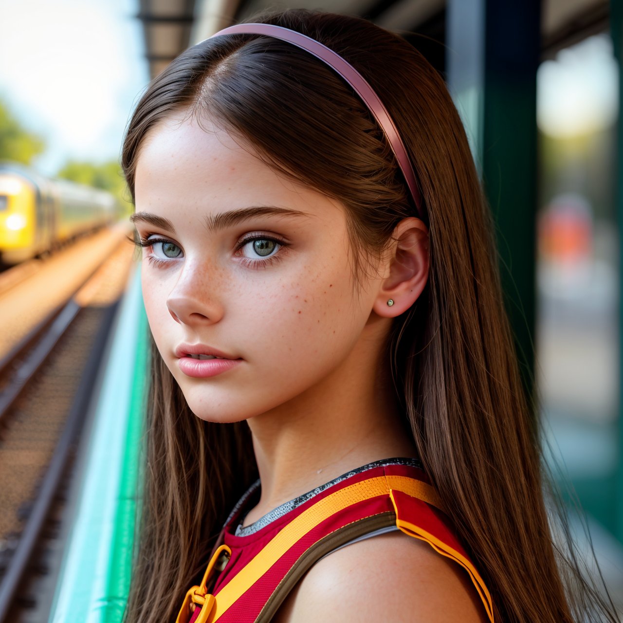 (masterpiece:1.3), best quality, close up portrait of charming (AIDA_LoRA_MeW2016:1.02) <lora:AIDA_LoRA_MeW2016:0.9> in a schoolgirl outfit waiting a train on the station, outdoors, little girl, pretty face, parted lips, cinematic, composition, studio photo, studio photo, kkw-ph1, hdr, f1.6, getty images, (colorful:1.1)