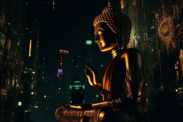 Buddha cyberpunk