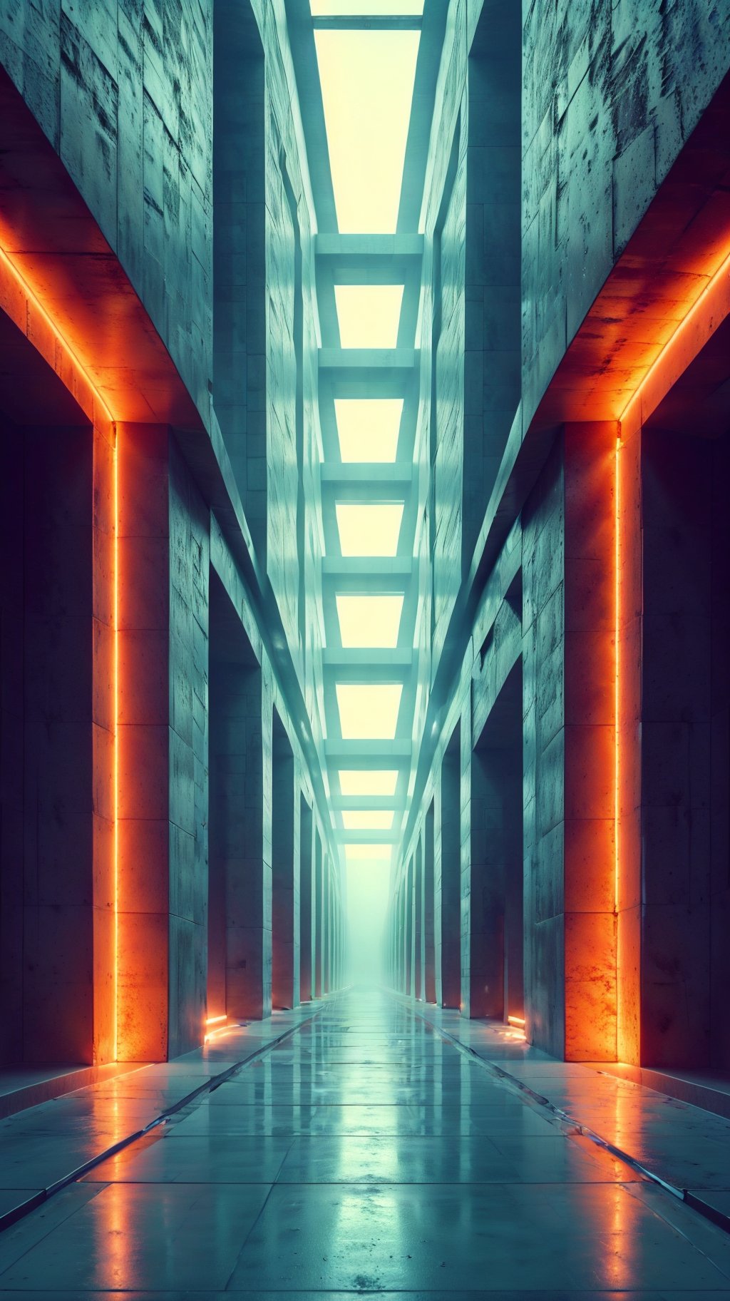 a long corridor with red neon lights,WLJZ 