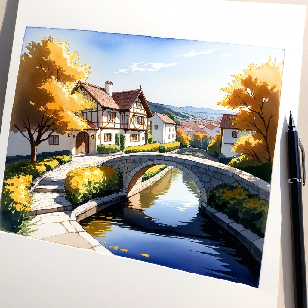 beautiful pen and ink sketch of a0b, scenery, masterpiece, best quality, <lora:Ayuli2424PDXL32v0.92tx1-000009:0.84>, minimalist, colored, watercolor_(medium), Valentina Verlato