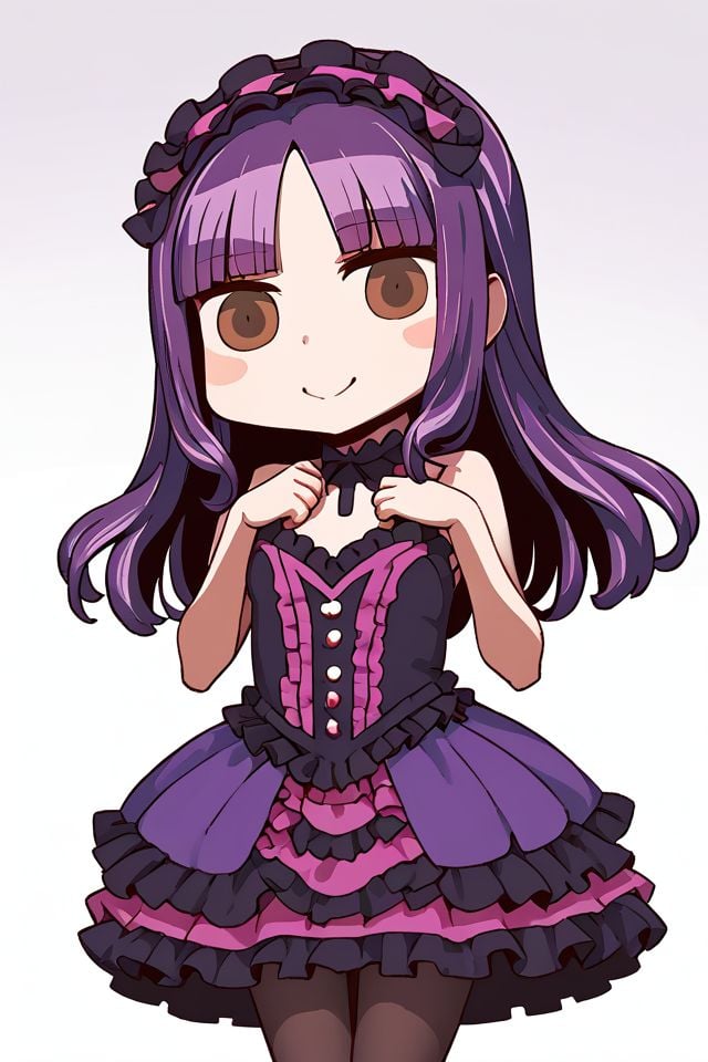 score_9, score_8_up, score_7_up, 1girl, happy, looking at viewer, dark_purple hair, fringed_bangs, swept_bangs, dark_brown eyes, <lora:riyo_(lyomsnpmp)_PonyXL_style_v01:1>