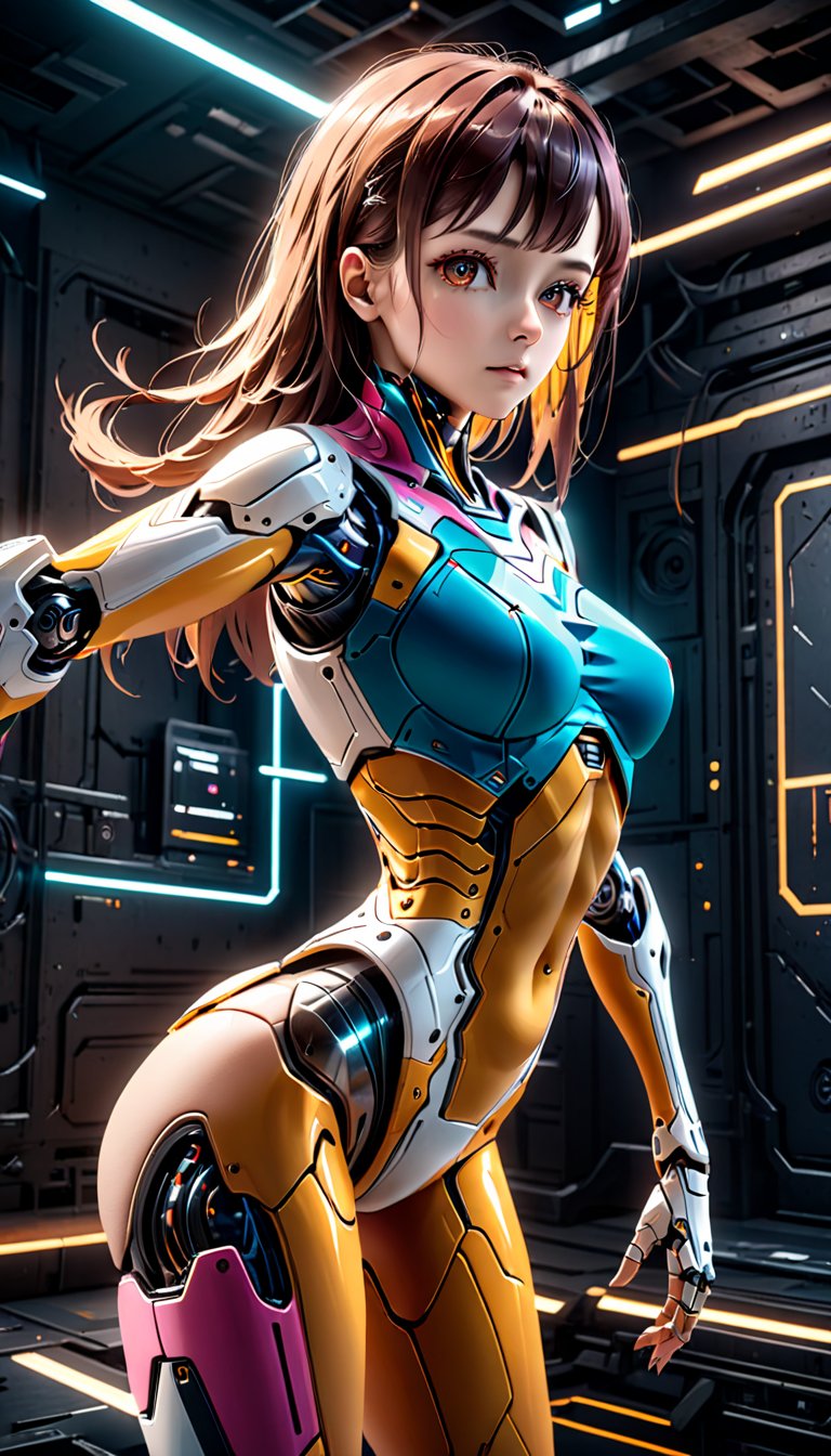 robot skin, android skin, robot girl, mechanical parts, android, 1girl, hdr, dtm, full ha,, masterpiece, 8k, beautiful, highly detailed, cinematic, dynamic angle, ultra detailed graphic tension, dynamic poses, stunning colors, cinematic lighting effects, super vista <lora:robot_skin_XL_1.0.6:0.6>