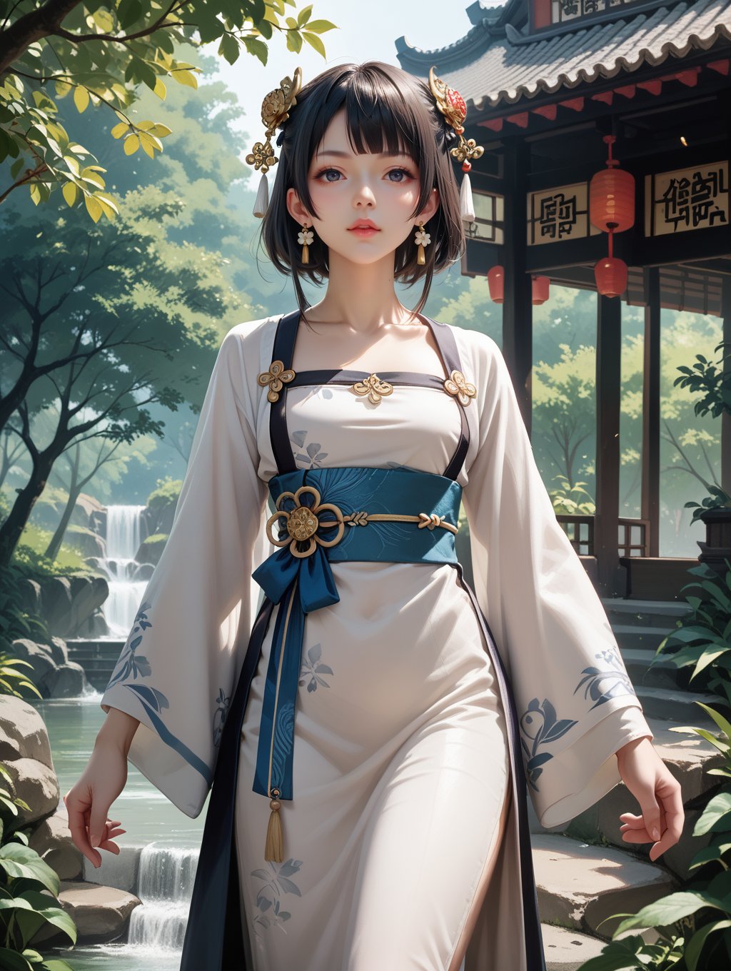 score_9, score_8_up, score_7_up,cowboy shot, 1girl, hanfu dress, 