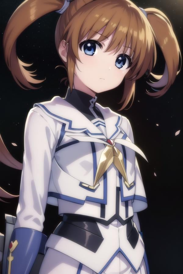 nanohatakamachi, <lora:nanoha takamachi movie2-lora-nochekaiser:1>,nanoha takamachi, takamachi nanoha, brown hair, twintails, blue eyes,BREAK gloves, long sleeves, wings, fingerless gloves, magical girl, winged footwear,BREAK outdoors, city, night, starry sky,BREAK looking at viewer, (cowboy shot:1.5),BREAK <lyco:GoodHands-beta2:1>, (masterpiece:1.2), best quality, high resolution, unity 8k wallpaper, (illustration:0.8), (beautiful detailed eyes:1.6), extremely detailed face, perfect lighting, extremely detailed CG, (perfect hands, perfect anatomy),