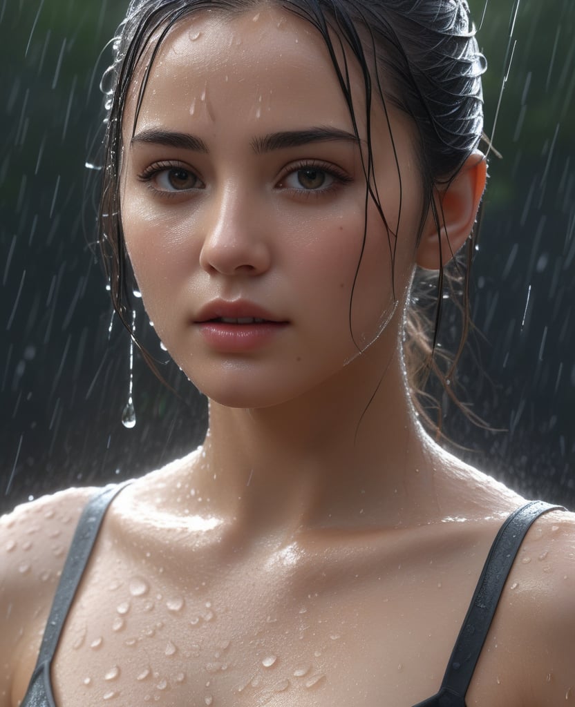 (,1girl, ,best quality, )masterpiece, fantasy, realistic,science fiction,mole, ultra realistic 8k cg, ,tamari \(flawless\),    ,magic,hydrokinesis,sweat, wet, rain, ,       (()), (()),