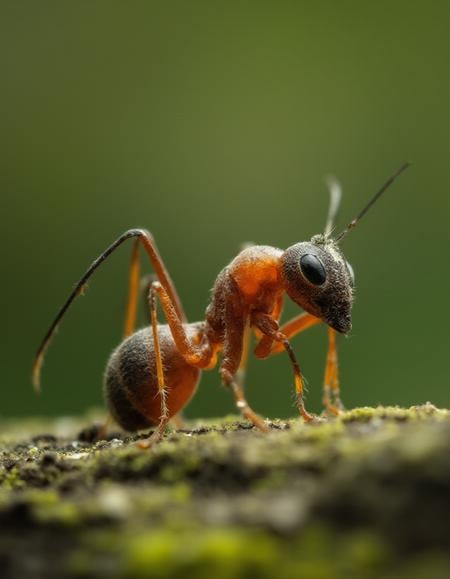 <lora:detailer_flux_v1:1>,photographic portrait of an ant in the jungle,