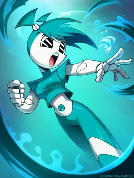 <lora:XJ-9:0.7>, x_j_9, 1girl, robot, blue hair, black eyes, mage, magic, epic pose, <lora:Calm-no-fellatio_Sankaku_winsor-05-95_da2_20240222_with-txt_pony-v6:1>, score_9, score_8_up, score_7_up,