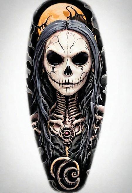 (Oval:1.0),A Tattoo Color Desing Portraits of (Jack Skellington:1.0) 