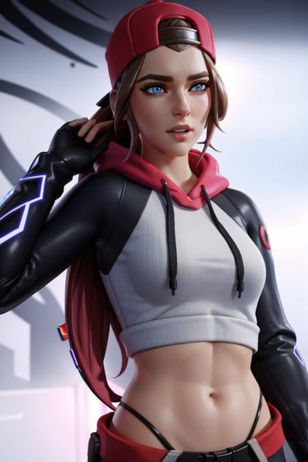 <lora:LoserFruit640:0.6> xyzloserfruit, 1girl, cap, portrait quality, beautiful eyes, ambient occlusion, 3d render, hoodie, dramatic, closeup, elated, cyber