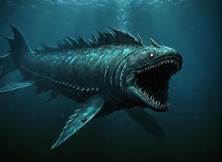 <lora:Leviathan_XL:1>  leviathan a sea monster, underwater, under the ocean, depths, (masterpiece), best quality, highres, 4k, 8k, intricate detail, cinematic lighting, amazing quality, amazing shading, soft lighting, gloomy colors, dark aura, horror