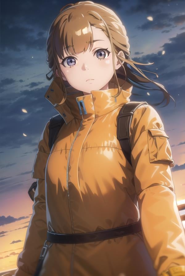 hinatamiyake, <lora:hinata miyake s1-lora-nochekaiser:1>,hinata miyake, short hair, brown hair, (brown eyes:1.5),BREAK jacket, helmet, orange jacket, orange helmet,BREAK outdoors, snow, ice, snowflake,BREAK looking at viewer,BREAK <lyco:GoodHands-beta2:1>, (masterpiece:1.2), best quality, high resolution, unity 8k wallpaper, (illustration:0.8), (beautiful detailed eyes:1.6), extremely detailed face, perfect lighting, extremely detailed CG, (perfect hands, perfect anatomy),