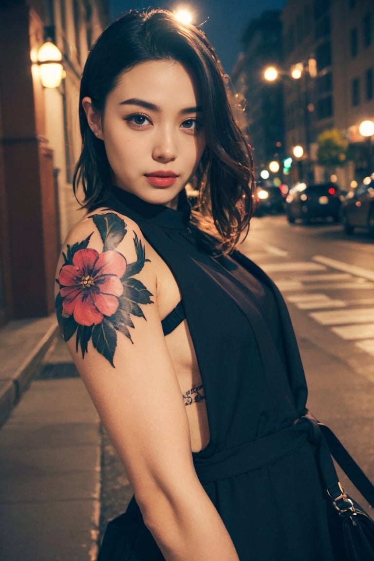 <lora:pailide3-000005:1.1>,(suit),tattoo,flower arm,muscular,hollywood star,baby focus,cinematization,cinema scene,swept-back hair,the streets of los angeles,chibi,, masterpiece,best quality,highres,8k uhd,