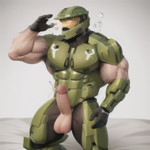 <lora:master-chief-10:0.8> muscular, master_chief, penis, 1boy, erect, pecs, helmet, balls, bara, naked, hairy, hairy_chest, muscles, erection, bed, bed_sheet <lora:humanAnatomyStyle_v1:0.1> <lora:animaleLora_animaleLoraV1:0.1>