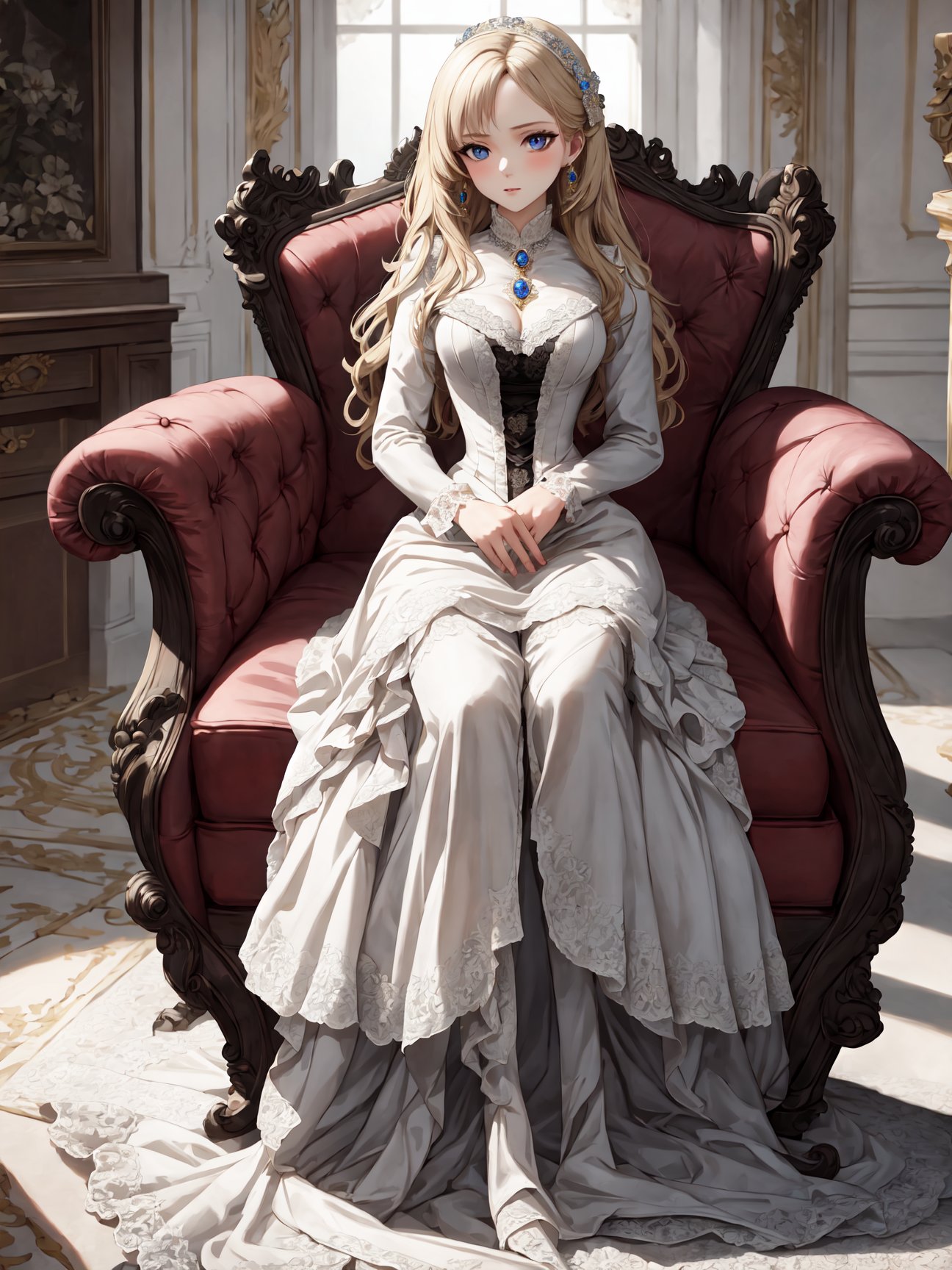 8k, masterpiece, intricately detailed, solo, russian girl, (victorian dress), <lora:victorian_dress-1.0:0.8>, (full body), brooch, lace, bodice,