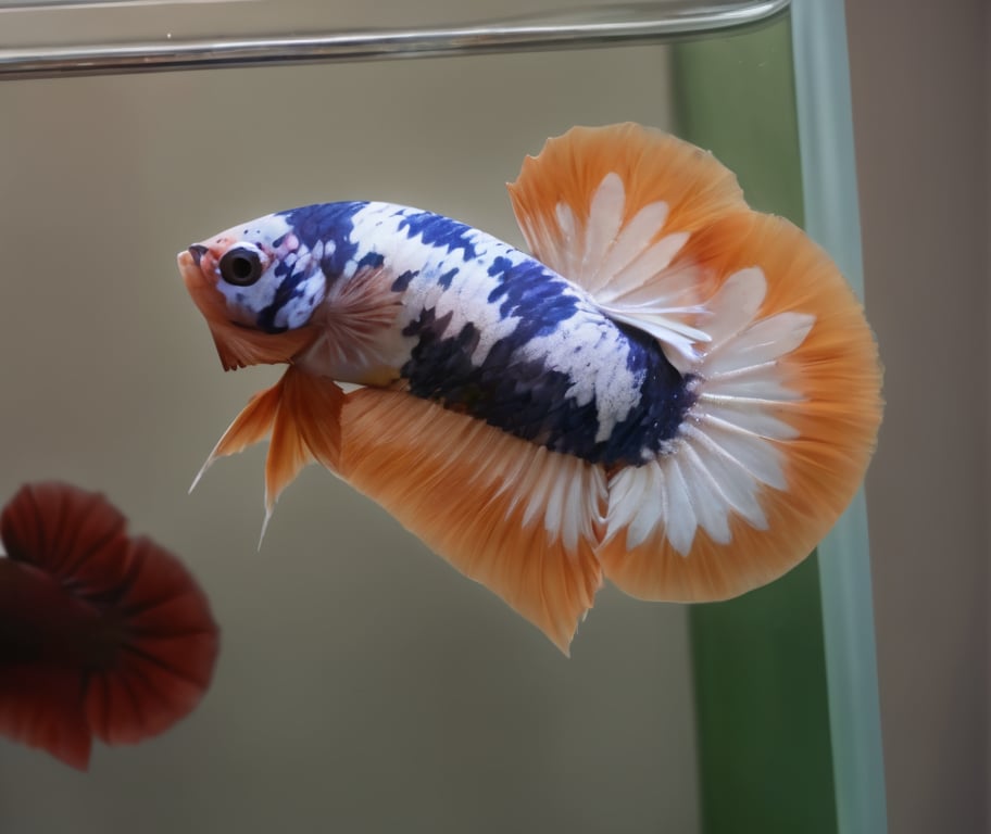 betta hmpk,realistic,animal focus, still life, multicolor, big tail,(best quality,realistic,high quality),, ultra realistic,32k,RAW photo,(high detailed skin:1.2), 8k uhd, dslr, high quality, film grain,water,betta fish,Fish scales are clear and balanced<lora:EMS-419056-EMS:1.000000>, <lora:EMS-283022-EMS:0.500000>