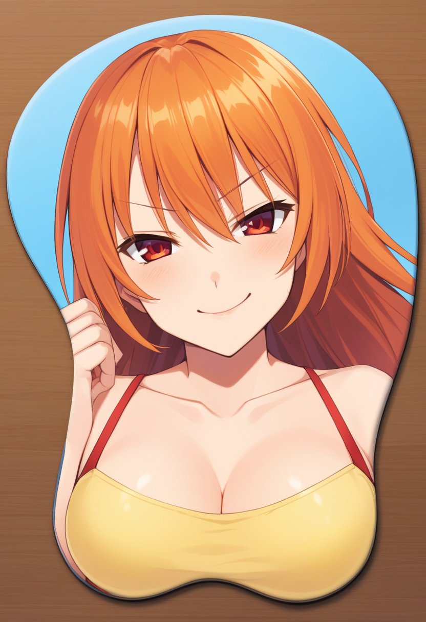 mousepadmedium, upper body, solo, 1girl, smug, looking at viewer, breasts <lora:concept_mousepad_animagineXL:1>