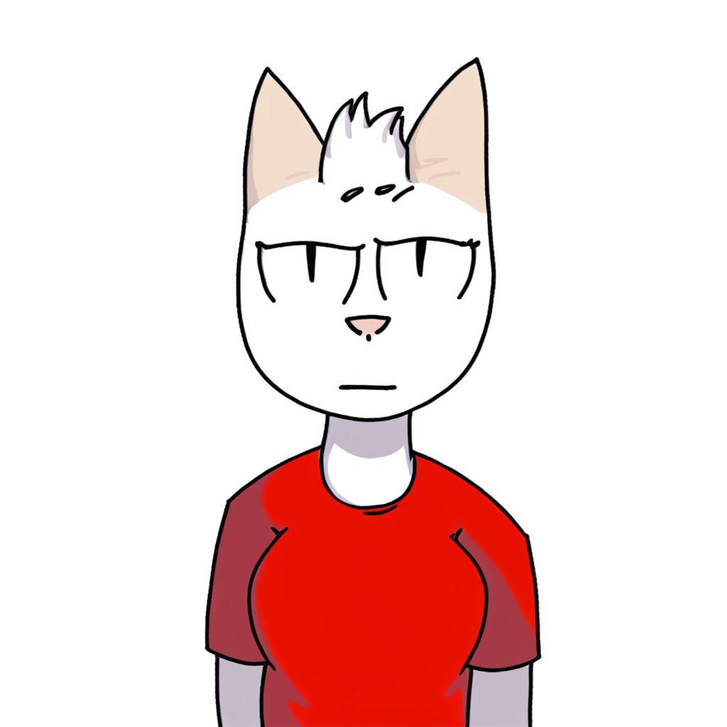 t5ua, a cat with a red tshirt  <lora:t5ua_002_SDXL1_ada:1>