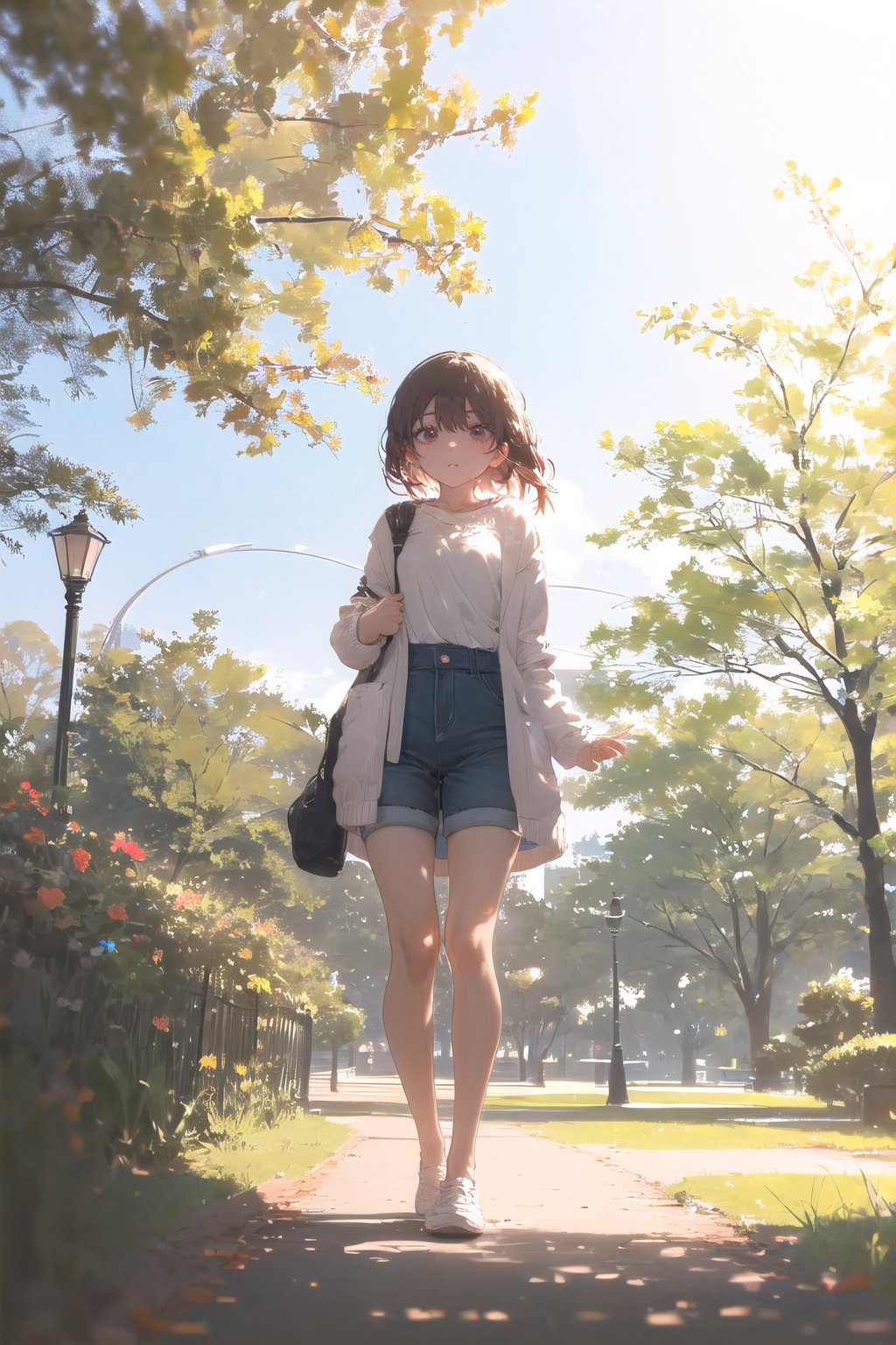 (masterpiece), 1girl, casual, park,SLE,detailed background,