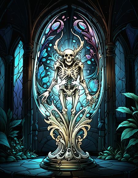 zavy-fltlnpnt, lineart, cel-shaded graphics, Wonder "Glass and Bone ", broad lighting, fine polished, imposing, beautiful, magic atmosphere, fabulous colors, highly intricate, delicate, glossy, lush, inspired, quality