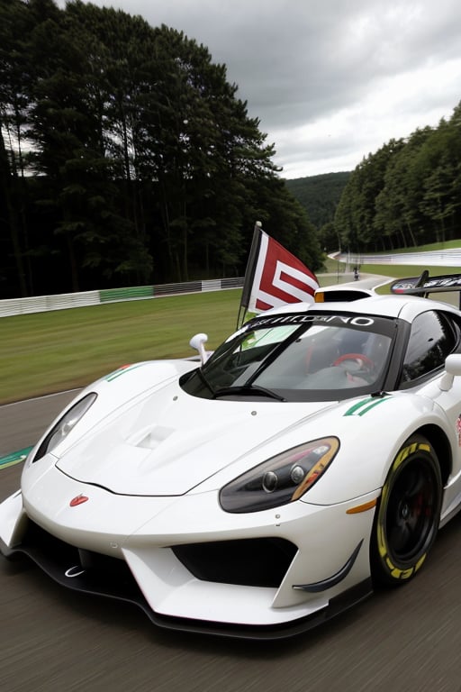 photo, Sportscar, woman, racing flag, harsh camera flash